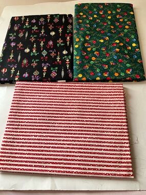 Christmas Theme Quilting Sewing Crafts Fabric Lot Holiday Green Red Blue Cotton